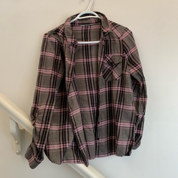 Pink and Grey long sleeve flannel - Picture 1 of 2